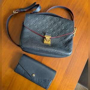 Louis Vuitton Black Embossed Leather Crossbody Bag